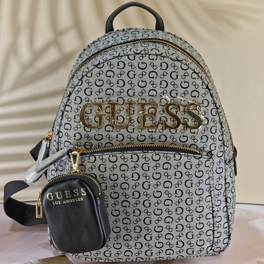 GUESS Gray and Black Logo Backpack